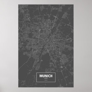 München, Deutschland (weiß auf schwarz) Poster