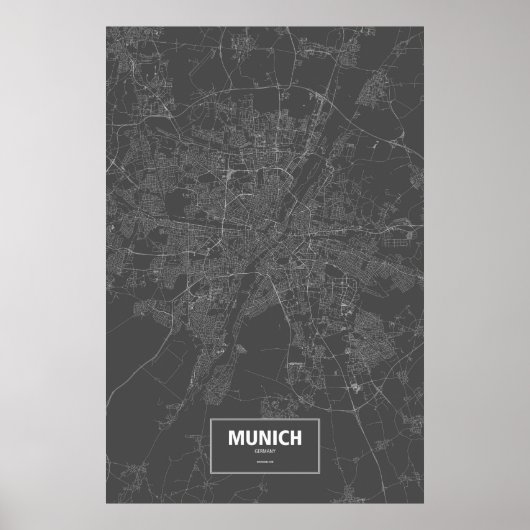 München, Deutschland (weiß auf schwarz) Poster (Vorne)