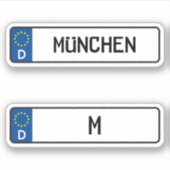 Munchen kennzeichen, deutsches Kennzeichen für Kra Aufkleber (Vorderseite)