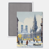 München Marienplatz Deutschland Blume Magnet (Vorderseite/Rückseite)