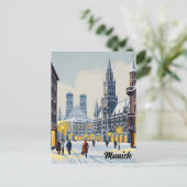 München Marienplatz Deutschland Blume Postkarte (Stehend Vorderseite)