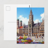 München Marienplatz Deutschland Blumen Postkarte (Vorne/Hinten)