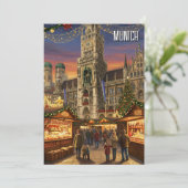 München Marienplatz Deutschland Weihnachtsmarkt Feiertagskarte (Stehend Vorderseite)