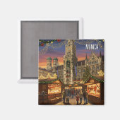 München Marienplatz Deutschland Weihnachtsmarkt Magnet (Vorderseite/Rückseite)