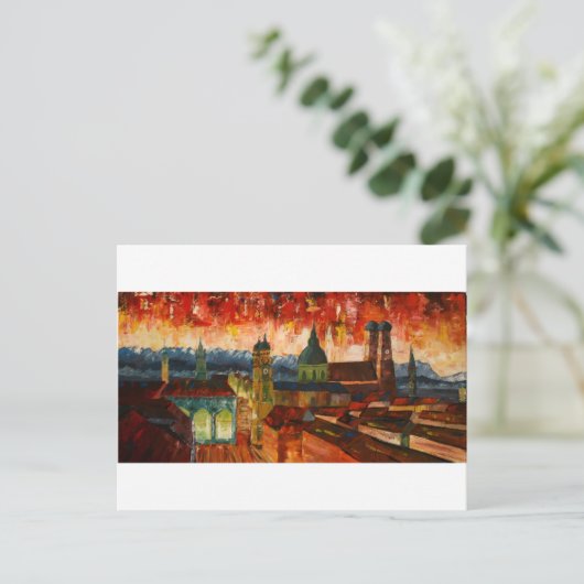 München mit Alpenpanorama Postkarte (Stehend Vorderseite)