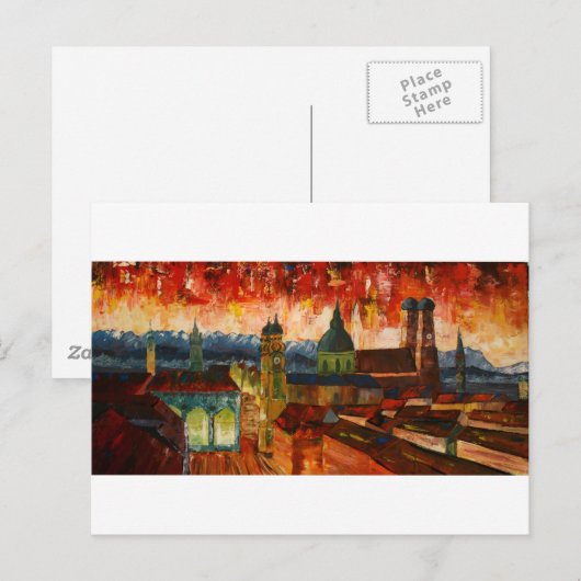 München mit Alpenpanorama Postkarte (Vorne/Hinten)