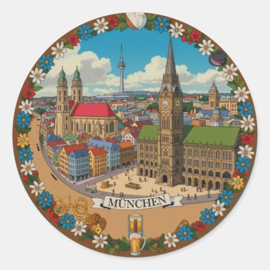 München München Deutchland Runder Aufkleber (Vorderseite)