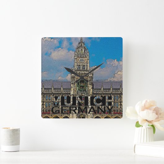München Quadratische Wanduhr (Zuhause)