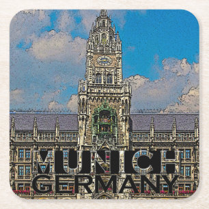 München Rechteckiger Pappuntersetzer