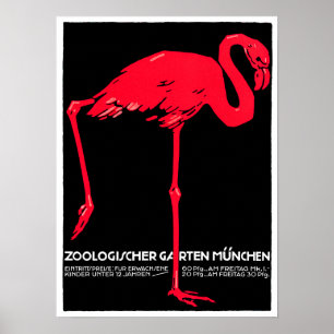 München Zoo Garden Flamingo Poster
