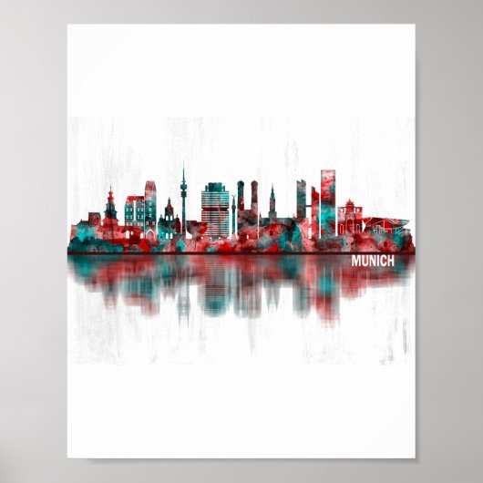 Münchener Deutschland Skyline Poster (Vorne)