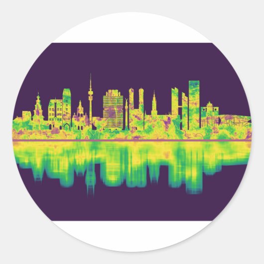 Münchener Deutschland Skyline Runder Aufkleber (Vorderseite)