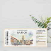 Münchener Flugzeug Ticket Deutschland Boarding Pas Einladung (Stehend Vorderseite)