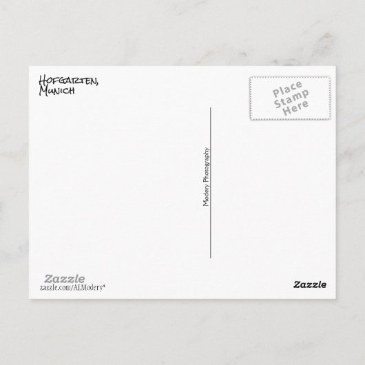 Münchener Garten (Hofgarten) Postkarte (Rückseite)