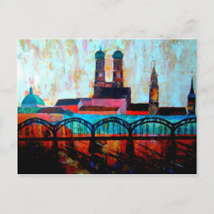 Münchener Hauptbahnhof mit Hackerbridge Postkarte