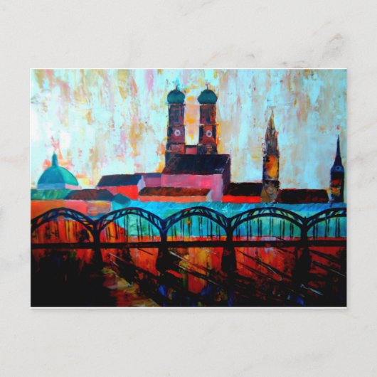 Münchener Hauptbahnhof mit Hackerbridge Postkarte (Vorderseite)