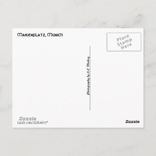 Münchener Platz (Marienplatz) Postkarte (Rückseite)