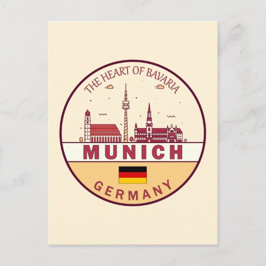 Münchener Skyline-Emblem Postkarte (Vorderseite)