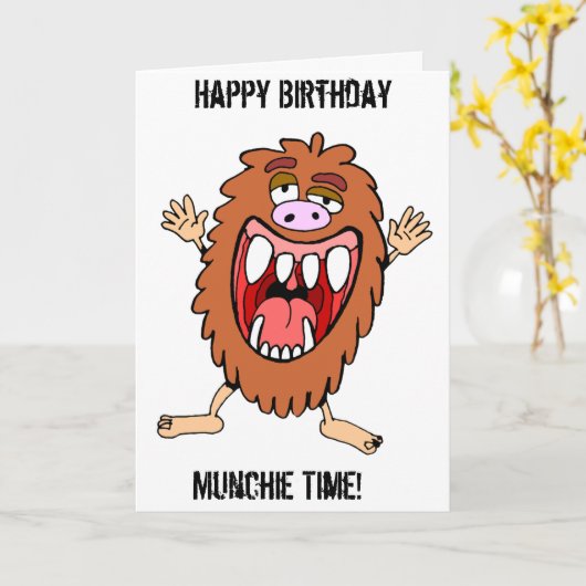 Munchie Monster! - Munchie Time! Geburtskarte Karte (Gelbe Blume)