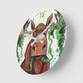 Munching Moose Runde Wanduhr (Winkel)