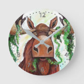 Munching Moose Runde Wanduhr (Vorderseite)