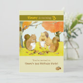 Munching Squirrels Kindergeburtstag Party Einladung (Stehend Vorderseite)