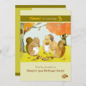 Munching Squirrels Kindergeburtstag Party Einladung (Vorne/Hinten)