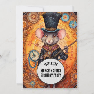Munchington Steampunk Animal Individuelle Name Einladung