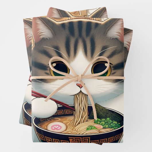 Munchkin Cat Eating Ramen Geschenkpapier Set (Beispiel)