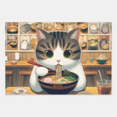 Munchkin Cat Eating Ramen Geschenkpapier Set (Vorderseite)