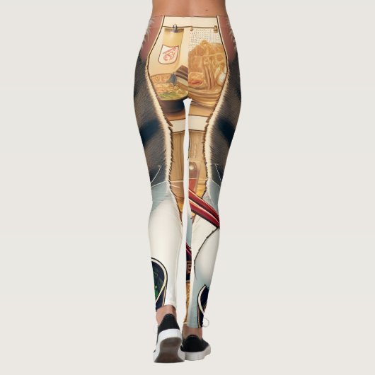 Munchkin Cat Eating Ramen Leggings (Rückseite)