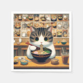 Munchkin Cat Eating Ramen Serviette (Vorderseite)