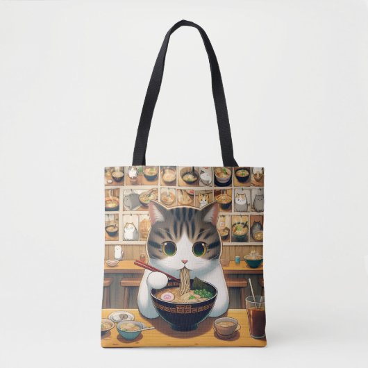 Munchkin Cat Eating Ramen Tasche (Vorderseite)