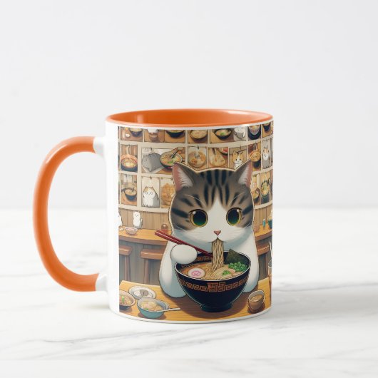 Munchkin Cat Eating Ramen Tasse (Links)