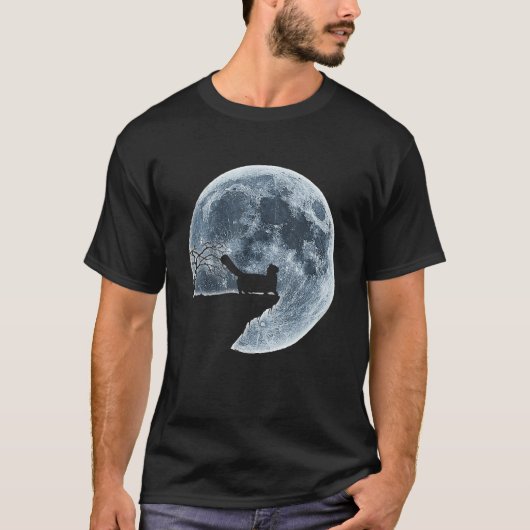 Munchkin Cat Halloween Costume Moon Silhouette T-Shirt (Vorderseite)