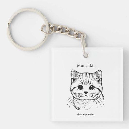 Munchkin Cat Portrait Schlüsselanhänger (Vorderseite)