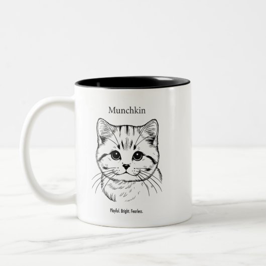 Munchkin Cat Portrait Zweifarbige Tasse (Links)
