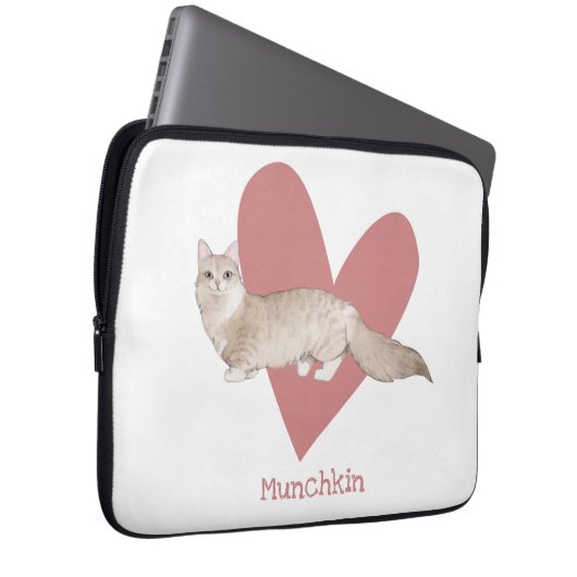 Munchkin Cat Watercolor Kitty Pink Herz Laptopschutzhülle (Vorne Rechts)