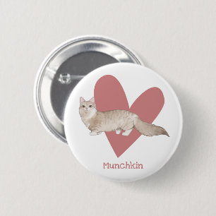 Munchkin Cat Watercolor Kitty Pink Herztasten Button