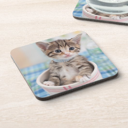 Munchkin Kätzchen mit hübschem Band Getränkeuntersetzer (Linke Seite)