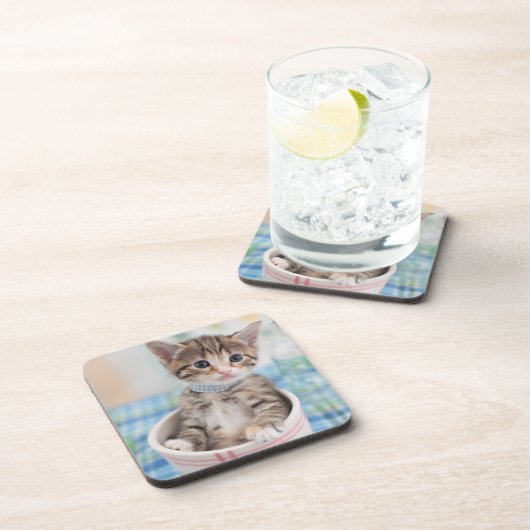 Munchkin Kätzchen mit hübschem Band Getränkeuntersetzer (Rechte Seite)