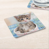 Munchkin Kätzchen mit hübschem Band Rechteckiger Pappuntersetzer (angewinkelt)