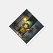 Munchkin Wearing a Knit Hat and Sweater Serviette (Ecke)