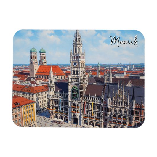 Münchner Marienplatz Deutschland Magnet (Horizontal)
