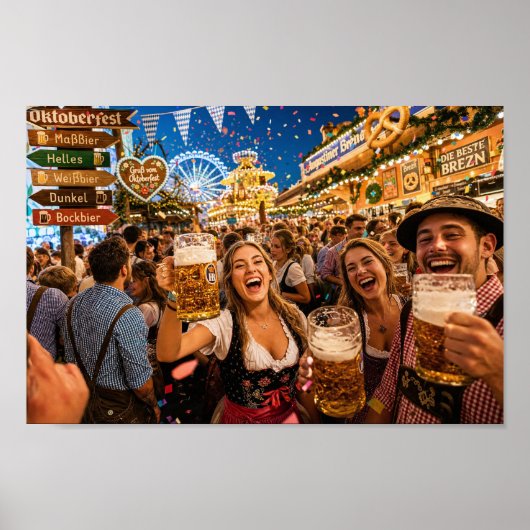 Münchner Oktoberfest-Feier-Glow-Poster Poster (Vorne)