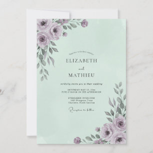 Münchner Pastell-Lila Gemalte Hochzeit Einladung