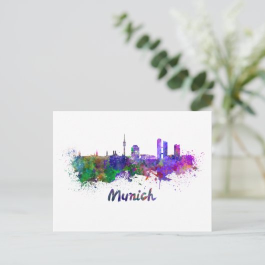 Münchner Skyline Postkarte (Stehend Vorderseite)
