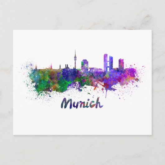 Münchner Skyline Postkarte (Vorderseite)