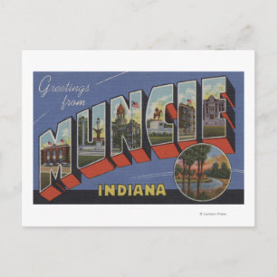 Muncie, Indiana - Große Buchstabenszenen Postkarte