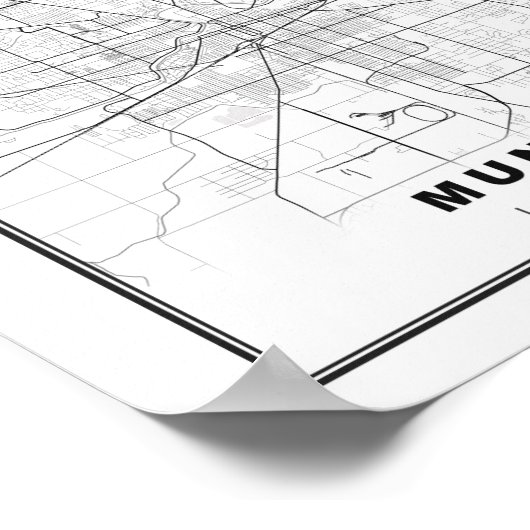 Muncie Map Poster (Ecke)